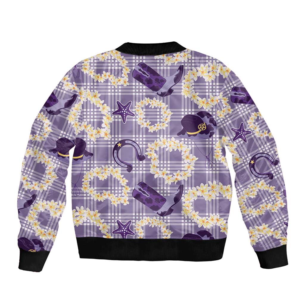 Aloha Hawaii Paniolo Lavender Palaka Bomber Jacket Coastal Rodeo LT7 - Polynesian Pride