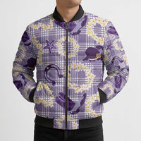 Aloha Hawaii Paniolo Lavender Palaka Bomber Puffer Jacket Coastal Rodeo - Polynesian Pride