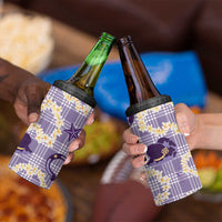 Aloha Hawaii Paniolo Lavender Palaka 4 in 1 Can Cooler Tumbler Coastal Rodeo - Polynesian Pride