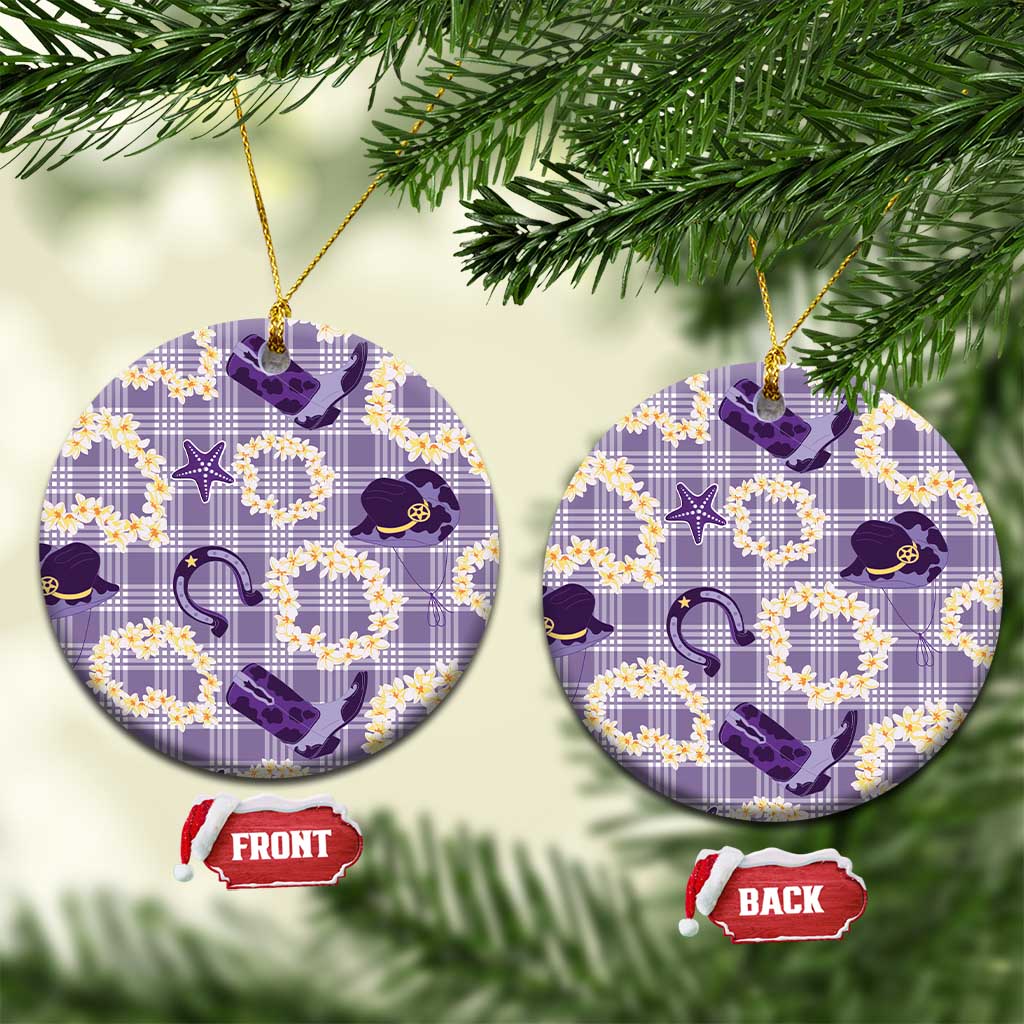 Aloha Hawaii Paniolo Lavender Palaka Ceramic Ornament Coastal Rodeo LT7 Circle Lavender - Polynesian Pride