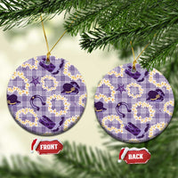 Aloha Hawaii Paniolo Lavender Palaka Ceramic Ornament Coastal Rodeo LT7 Circle Lavender - Polynesian Pride