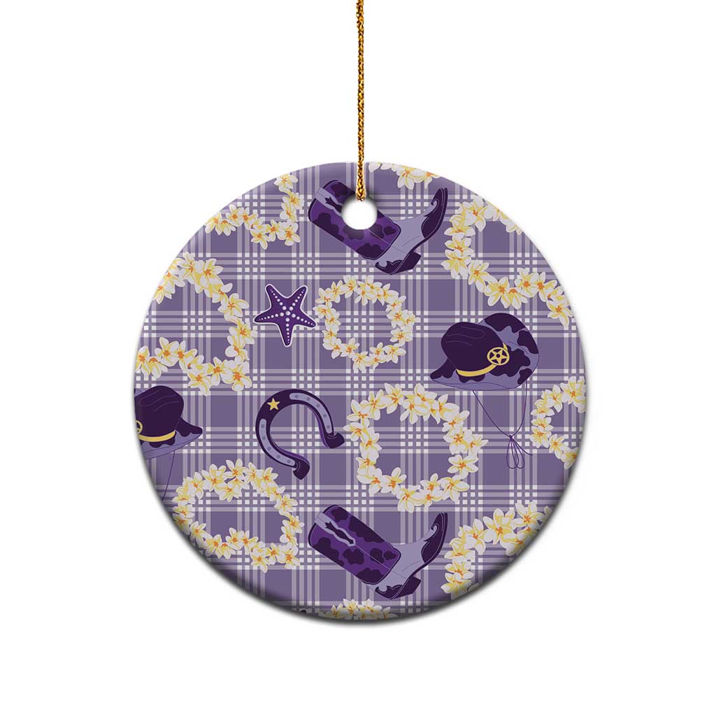 Aloha Hawaii Paniolo Lavender Palaka Ceramic Ornament Coastal Rodeo LT7 - Polynesian Pride