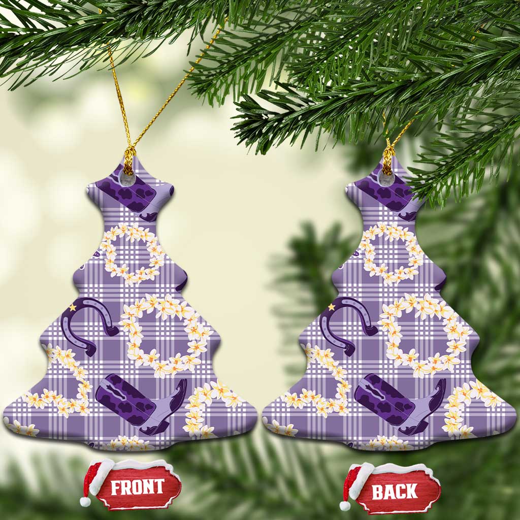 Aloha Hawaii Paniolo Lavender Palaka Ceramic Ornament Coastal Rodeo LT7 Christmas Tree Lavender - Polynesian Pride
