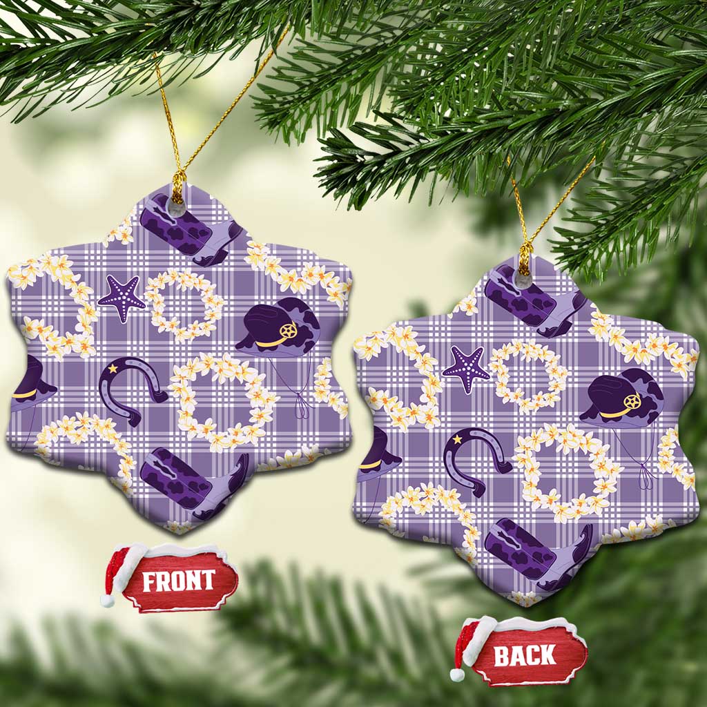 Aloha Hawaii Paniolo Lavender Palaka Ceramic Ornament Coastal Rodeo LT7 Snow Flake Lavender - Polynesian Pride