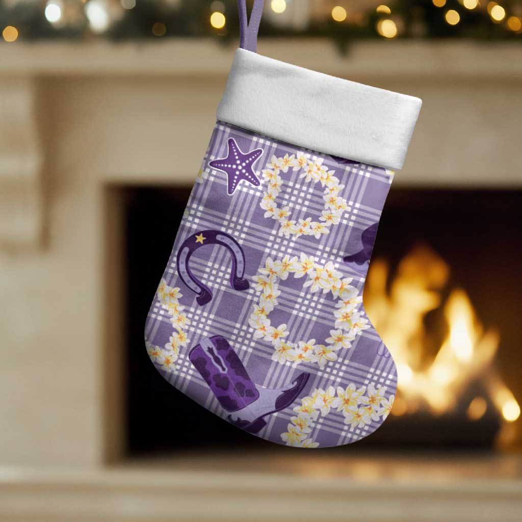 Aloha Hawaii Paniolo Lavender Palaka Christmas Stocking Coastal Rodeo - Polynesian Pride
