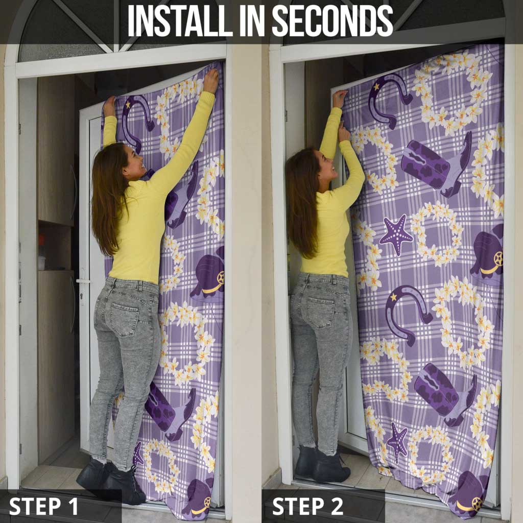 Aloha Hawaii Paniolo Lavender Palaka Door Cover Coastal Rodeo - Polynesian Pride