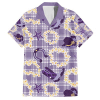Aloha Hawaii Paniolo Lavender Palaka Family Matching Off Shoulder Maxi Dress and Hawaiian Shirt Coastal Rodeo - Polynesian Pride