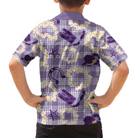 Aloha Hawaii Paniolo Lavender Palaka Family Matching Puletasi and Hawaiian Shirt Coastal Rodeo - Polynesian Pride