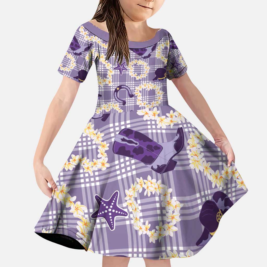 Aloha Hawaii Paniolo Lavender Palaka Family Matching Puletasi and Hawaiian Shirt Coastal Rodeo - Polynesian Pride