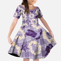 Aloha Hawaii Paniolo Lavender Palaka Family Matching Puletasi and Hawaiian Shirt Coastal Rodeo - Polynesian Pride