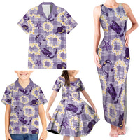 Aloha Hawaii Paniolo Lavender Palaka Family Matching Tank Maxi Dress and Hawaiian Shirt Coastal Rodeo - Polynesian Pride