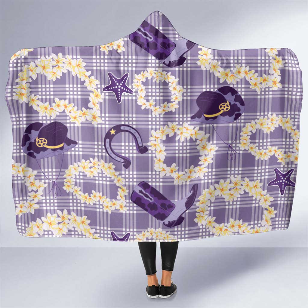 Aloha Hawaii Paniolo Lavender Palaka Hooded Blanket Coastal Rodeo - Polynesian Pride