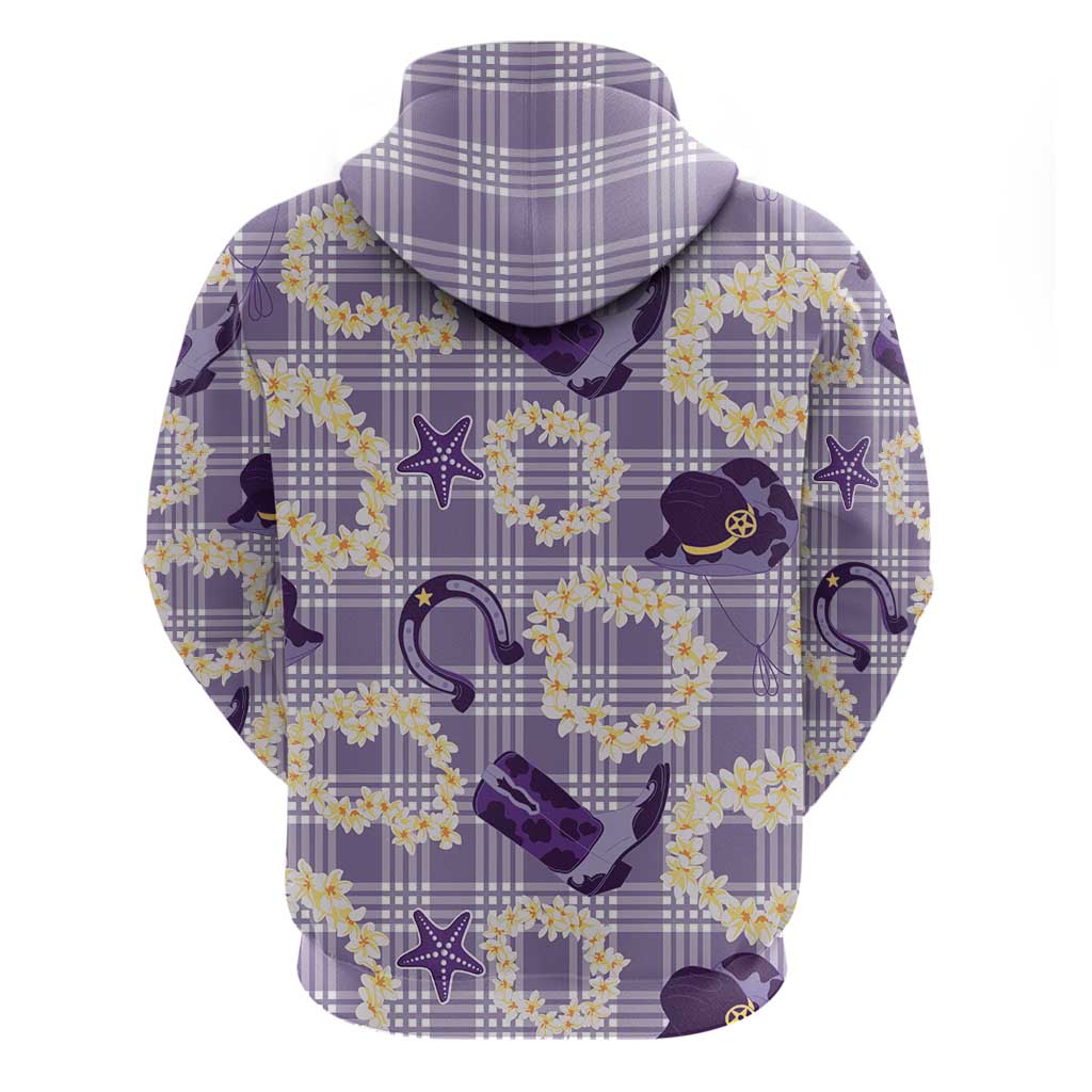 Aloha Hawaii Paniolo Lavender Palaka Hoodie Coastal Rodeo - Polynesian Pride