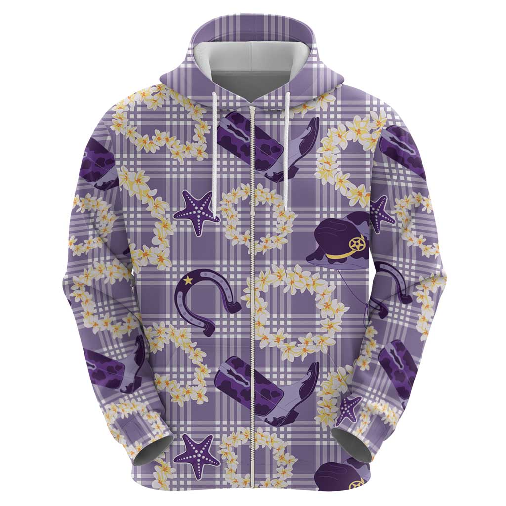 Aloha Hawaii Paniolo Lavender Palaka Hoodie Coastal Rodeo - Polynesian Pride