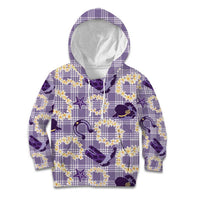 Aloha Hawaii Paniolo Lavender Palaka Kid Hoodie Coastal Rodeo - Polynesian Pride