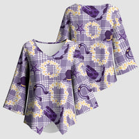 Aloha Hawaii Paniolo Lavender Palaka Kimono Sleeve Blouse Coastal Rodeo - Polynesian Pride