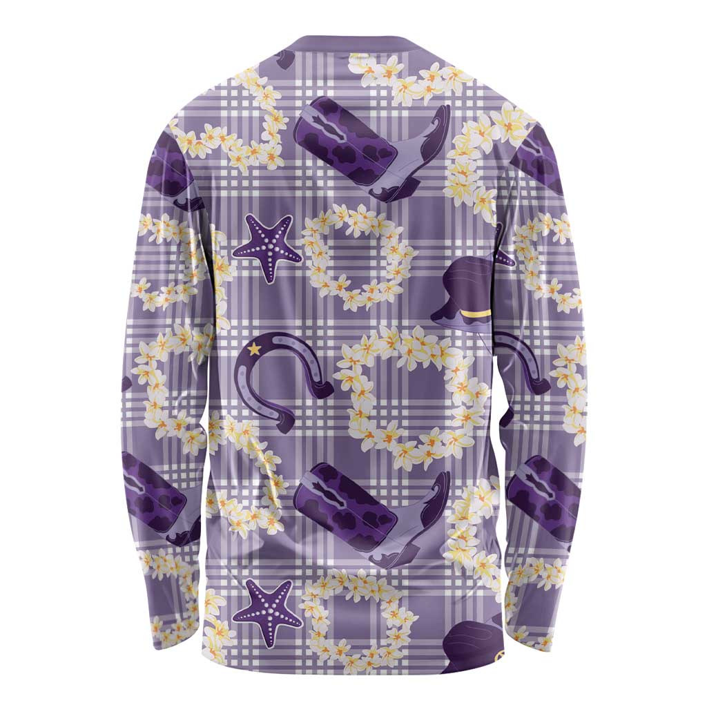 Aloha Hawaii Paniolo Lavender Palaka Long Sleeve Shirt Coastal Rodeo - Polynesian Pride