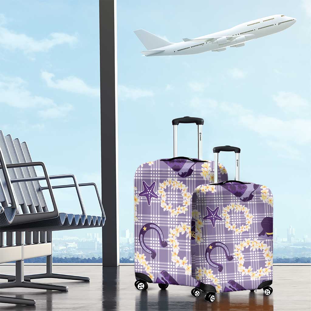 Aloha Hawaii Paniolo Lavender Palaka Luggage Cover Coastal Rodeo - Polynesian Pride