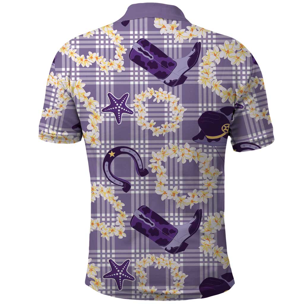Aloha Hawaii Paniolo Lavender Palaka Polo Shirt Coastal Rodeo - Polynesian Pride