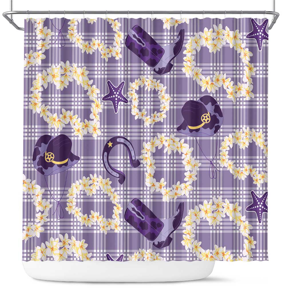 Aloha Hawaii Paniolo Lavender Palaka Shower Curtain Coastal Rodeo LT7 Lavender - Polynesian Pride