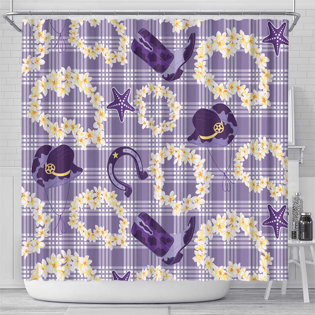 Aloha Hawaii Paniolo Lavender Palaka Shower Curtain Coastal Rodeo LT7 - Polynesian Pride