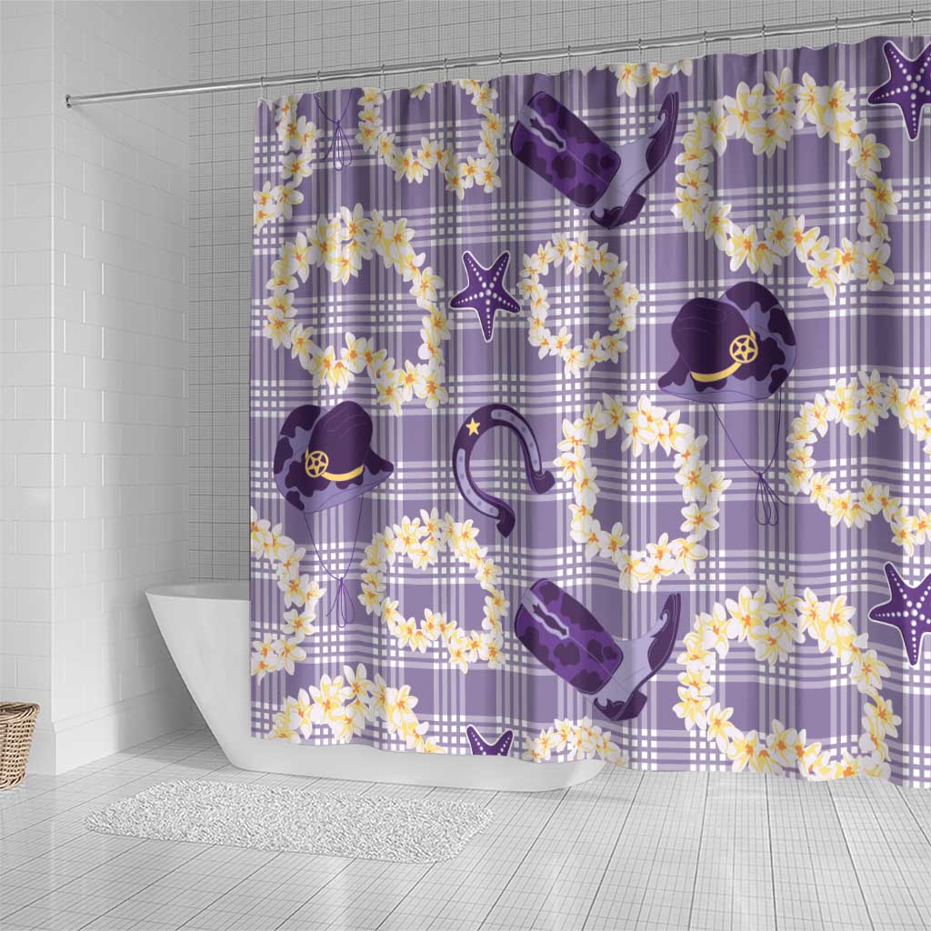 Aloha Hawaii Paniolo Lavender Palaka Shower Curtain Coastal Rodeo LT7 - Polynesian Pride