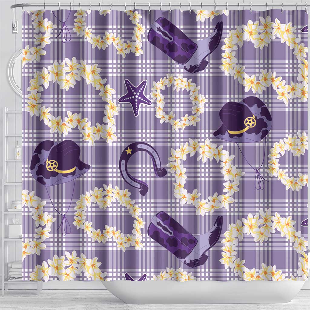 Aloha Hawaii Paniolo Lavender Palaka Shower Curtain Coastal Rodeo LT7 - Polynesian Pride
