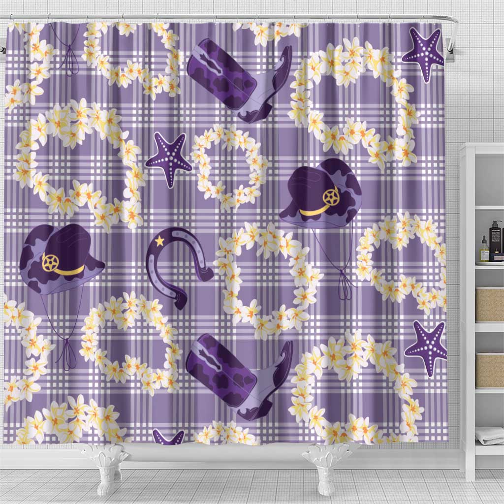 Aloha Hawaii Paniolo Lavender Palaka Shower Curtain Coastal Rodeo LT7 - Polynesian Pride