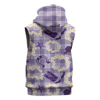 Aloha Hawaii Paniolo Lavender Palaka Sleeveless Hoodie Coastal Rodeo - Polynesian Pride
