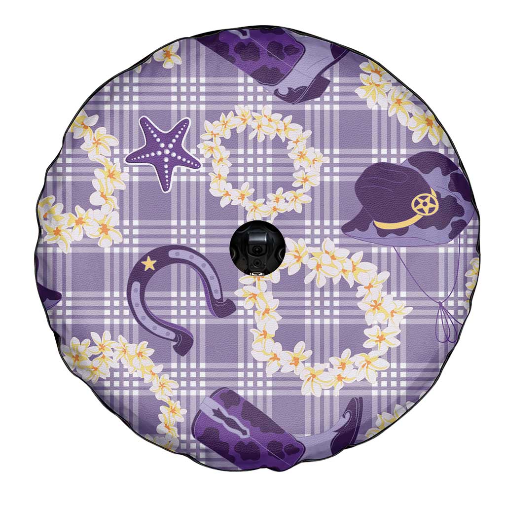 Aloha Hawaii Paniolo Lavender Palaka Spare Tire Cover Coastal Rodeo - Polynesian Pride