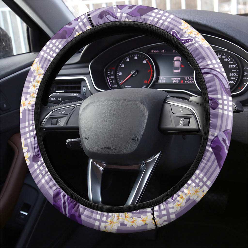 Aloha Hawaii Paniolo Lavender Palaka Steering Wheel Cover Coastal Rodeo - Polynesian Pride