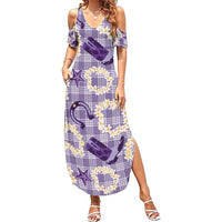 Aloha Hawaii Paniolo Lavender Palaka Summer Maxi Dress Coastal Rodeo - Polynesian Pride