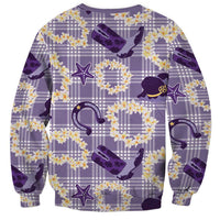 Aloha Hawaii Paniolo Lavender Palaka Sweatshirt Coastal Rodeo - Polynesian Pride