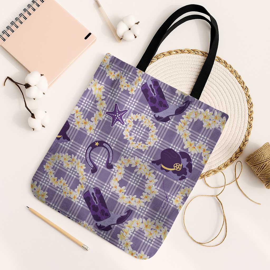 Aloha Hawaii Paniolo Lavender Palaka Tote Bag Coastal Rodeo - Polynesian Pride