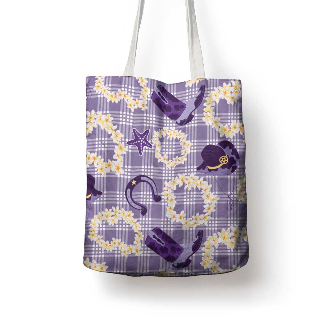 Aloha Hawaii Paniolo Lavender Palaka Tote Bag Coastal Rodeo - Polynesian Pride