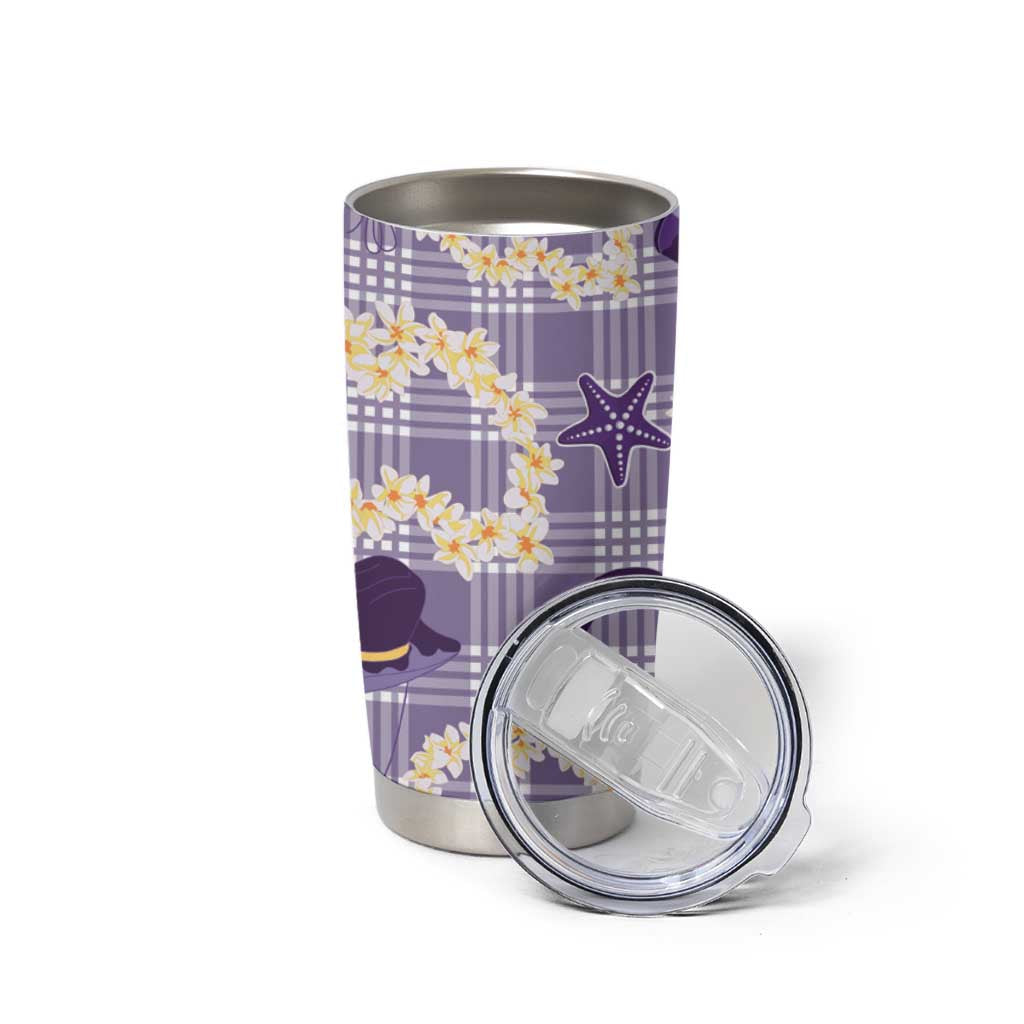Aloha Hawaii Paniolo Lavender Palaka Tumbler Cup Coastal Rodeo - Polynesian Pride