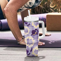 Aloha Hawaii Paniolo Lavender Palaka Tumbler With Handle Coastal Rodeo - Polynesian Pride
