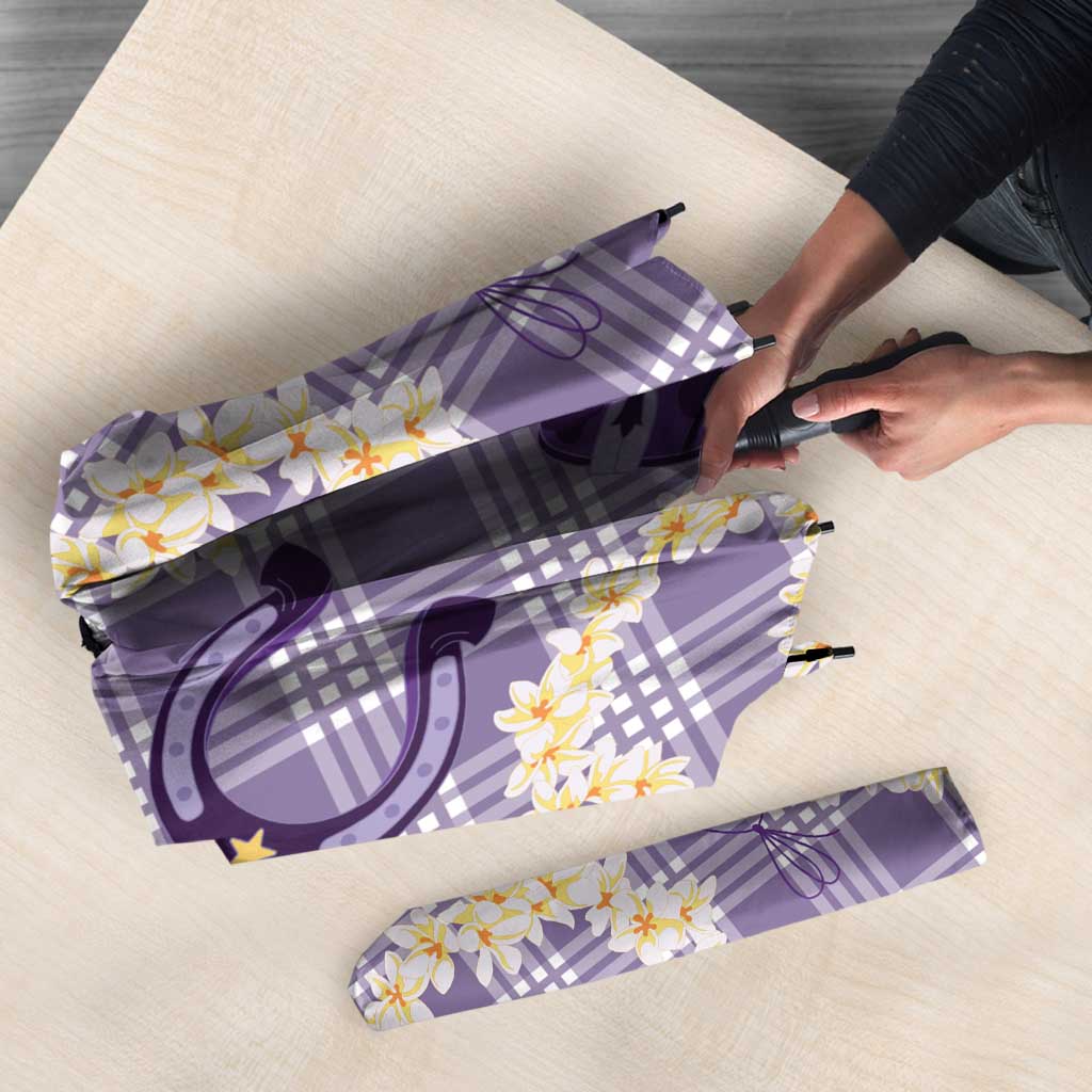 Aloha Hawaii Paniolo Lavender Palaka Umbrella Coastal Rodeo - Polynesian Pride