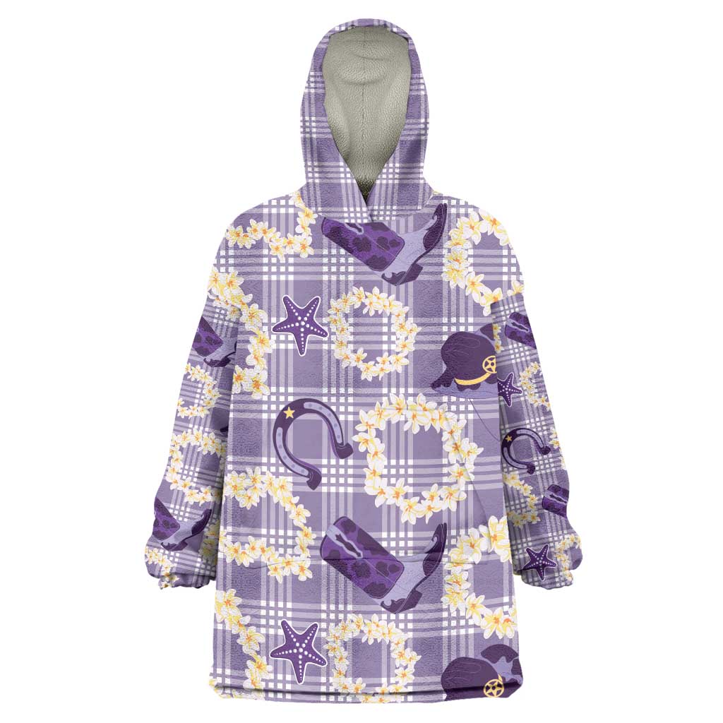Aloha Hawaii Paniolo Lavender Palaka Wearable Blanket Hoodie Coastal Rodeo - Polynesian Pride