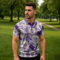 Aloha Hawaii Paniolo Lavender Palaka Zipper Polo Shirt Coastal Rodeo - Polynesian Pride