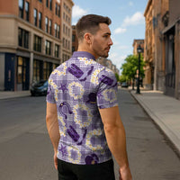 Aloha Hawaii Paniolo Lavender Palaka Zipper Polo Shirt Coastal Rodeo - Polynesian Pride