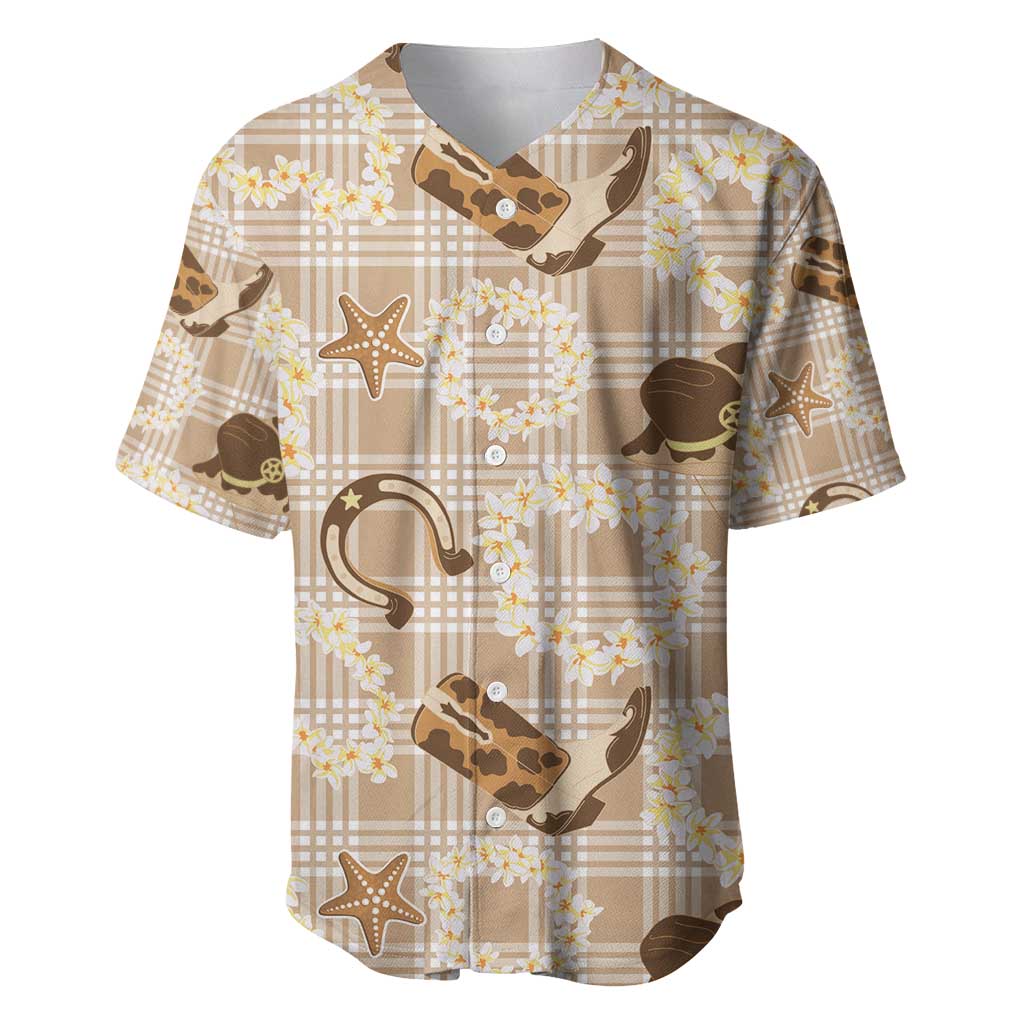 Aloha Hawaii Paniolo Khaki Palaka Baseball Jersey Coastal Rodeo - Polynesian Pride