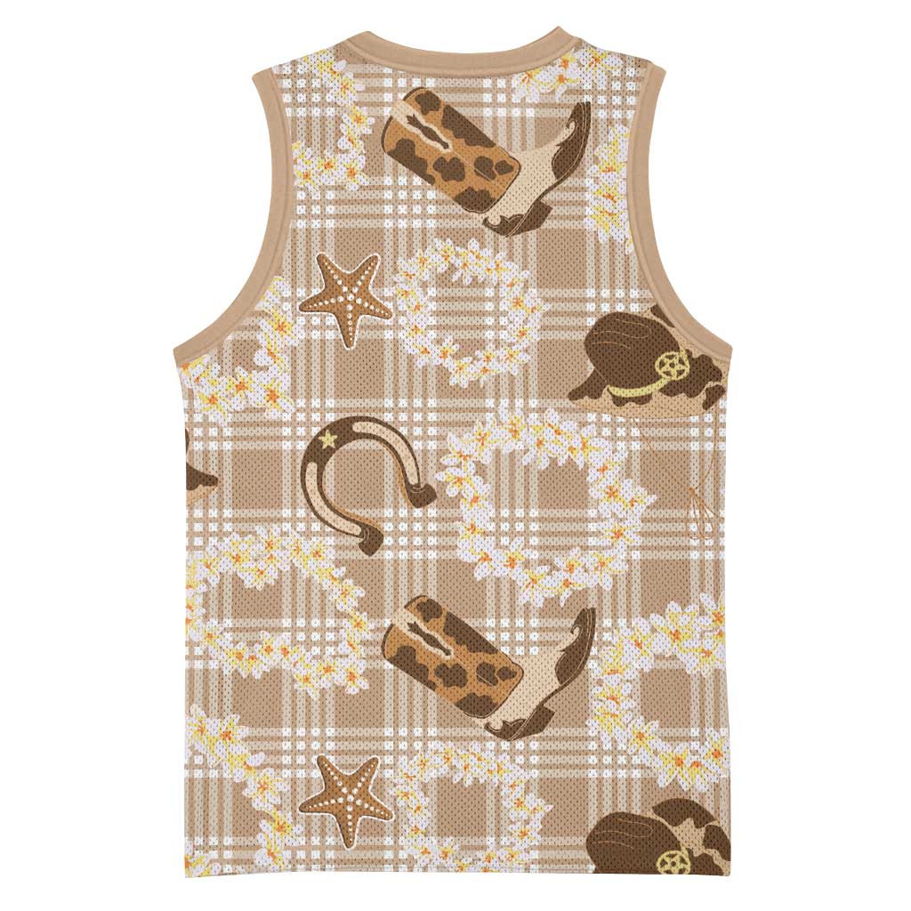 Aloha Hawaii Paniolo Khaki Palaka Basketball Jersey Coastal Rodeo - Polynesian Pride