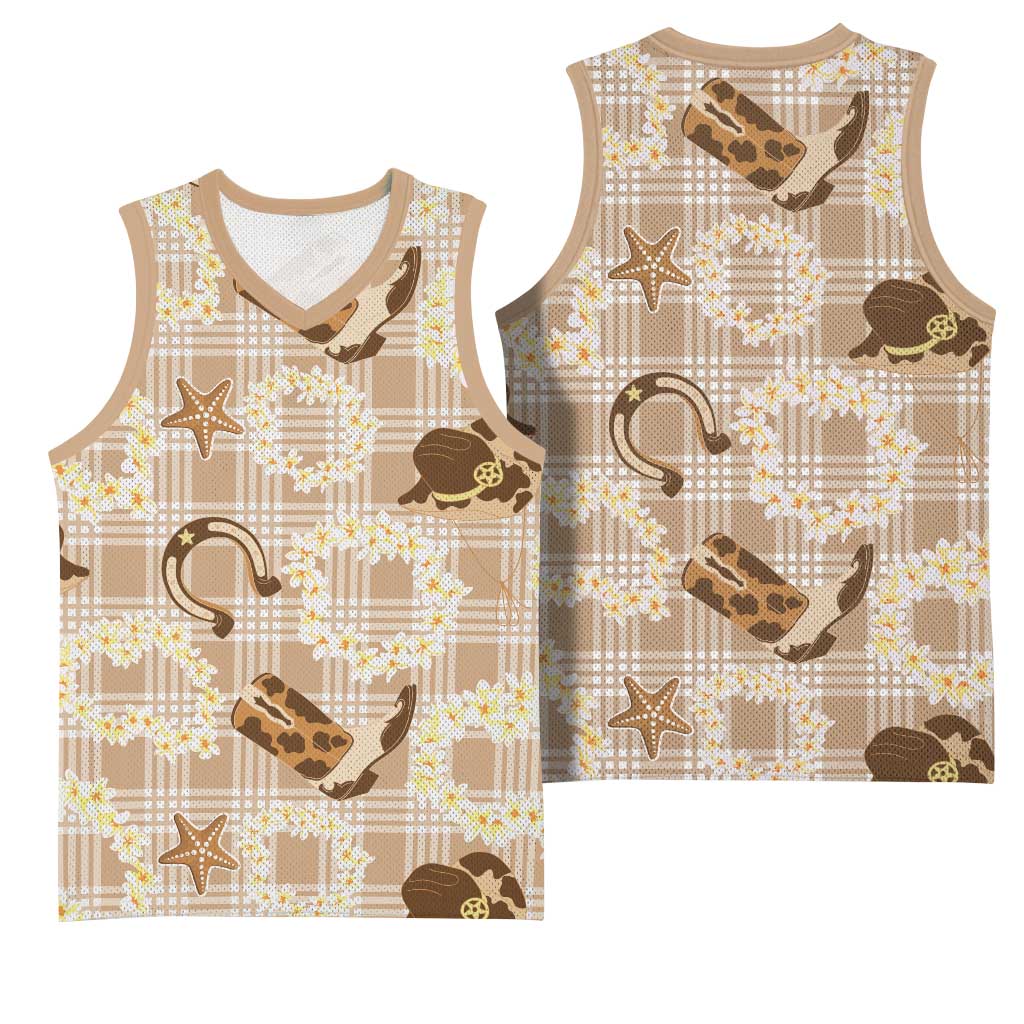 Aloha Hawaii Paniolo Khaki Palaka Basketball Jersey Coastal Rodeo - Polynesian Pride