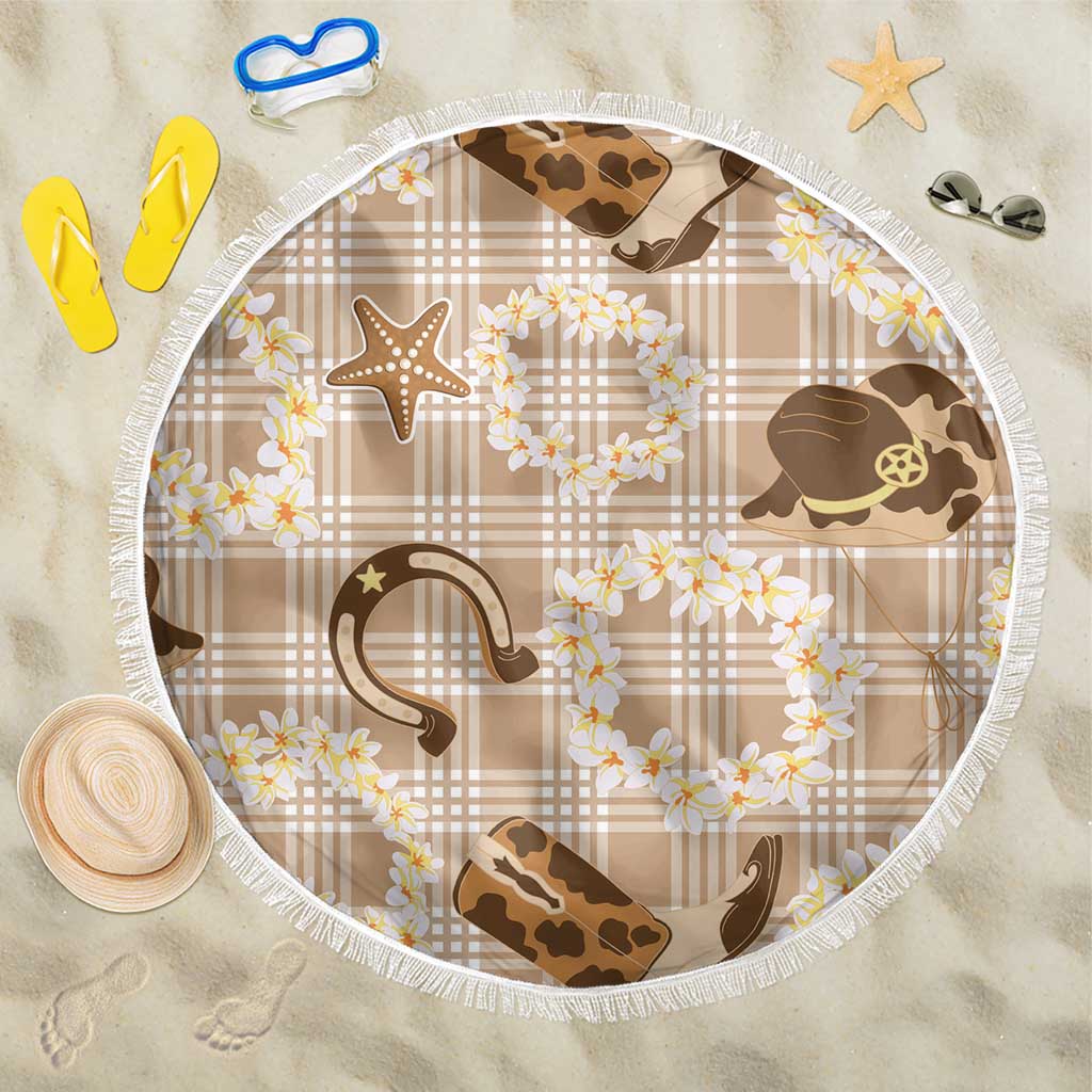 Aloha Hawaii Paniolo Khaki Palaka Beach Blanket Coastal Rodeo LT7 One Size 150cm Khaki - Polynesian Pride