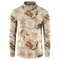 Aloha Hawaii Paniolo Khaki Palaka Button Sweatshirt Coastal Rodeo - Polynesian Pride