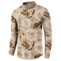 Aloha Hawaii Paniolo Khaki Palaka Button Sweatshirt Coastal Rodeo - Polynesian Pride