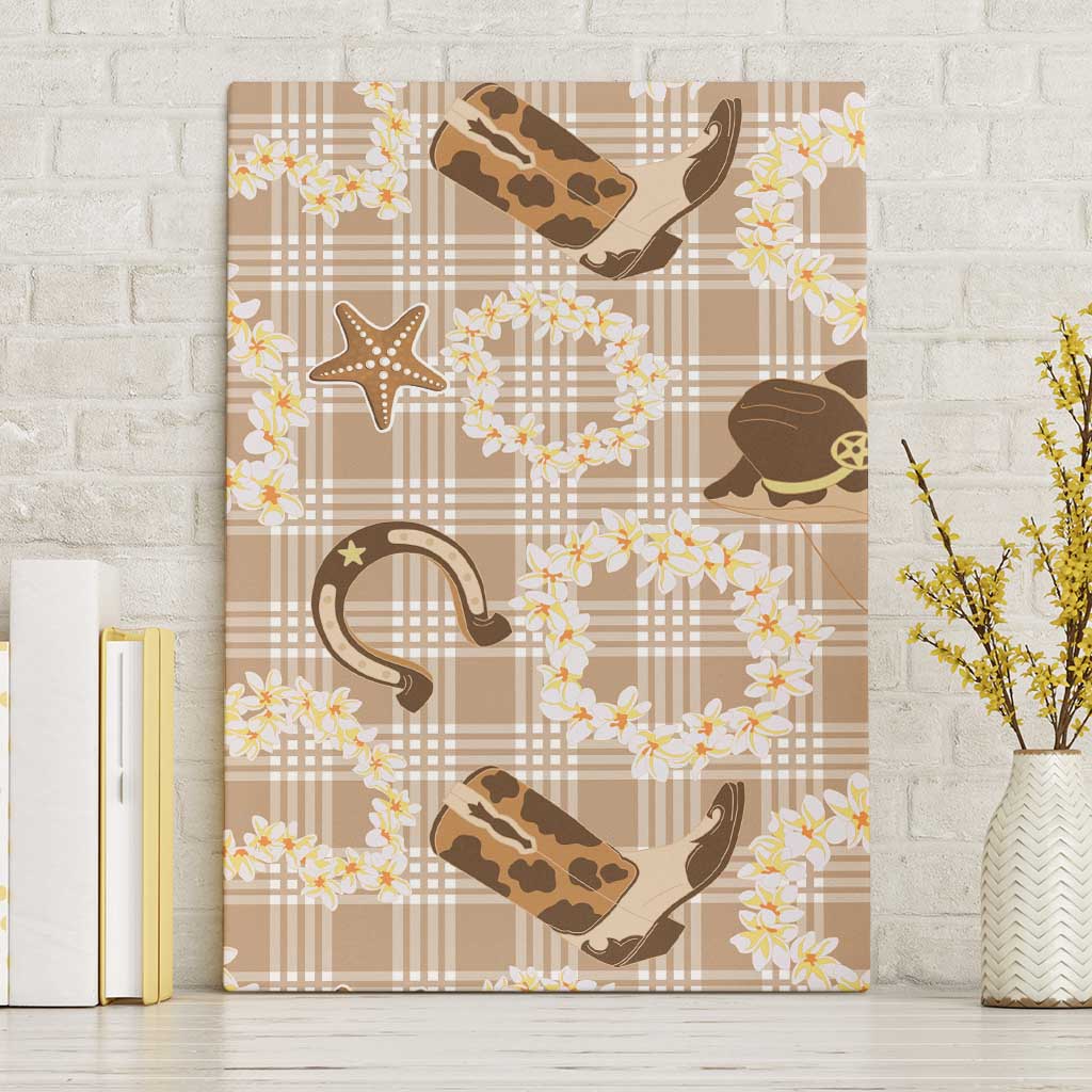 Aloha Hawaii Paniolo Khaki Palaka Canvas Wall Art Coastal Rodeo - Polynesian Pride