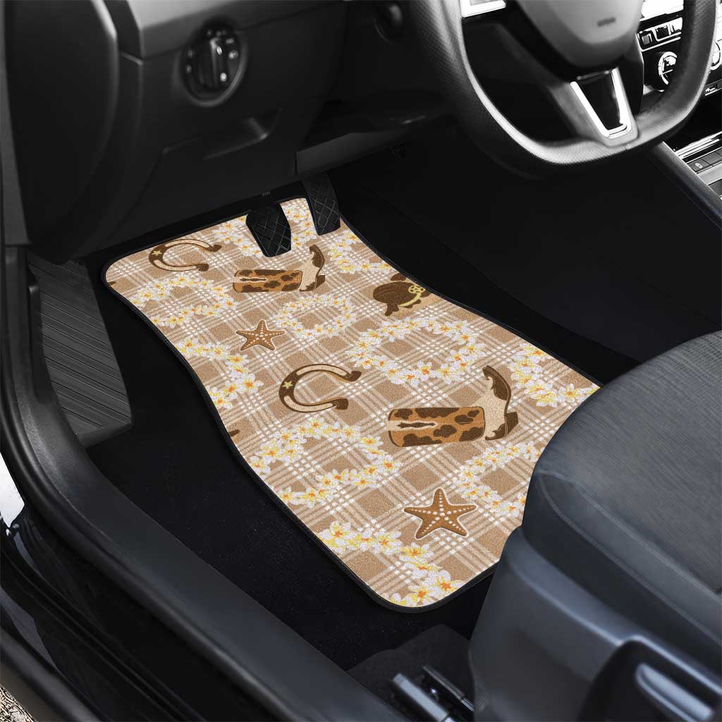 Aloha Hawaii Paniolo Khaki Palaka Car Mats Coastal Rodeo - Polynesian Pride
