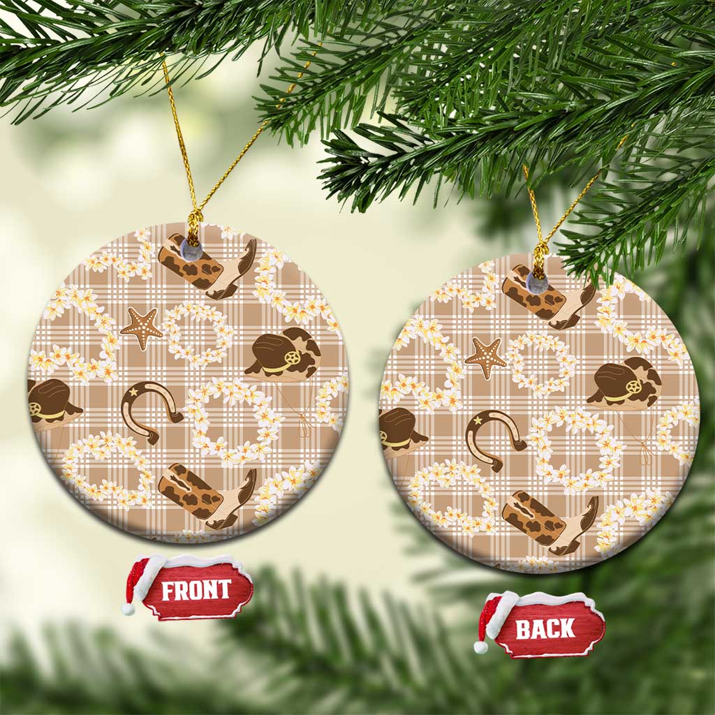 Aloha Hawaii Paniolo Khaki Palaka Ceramic Ornament Coastal Rodeo LT7 Circle Khaki - Polynesian Pride